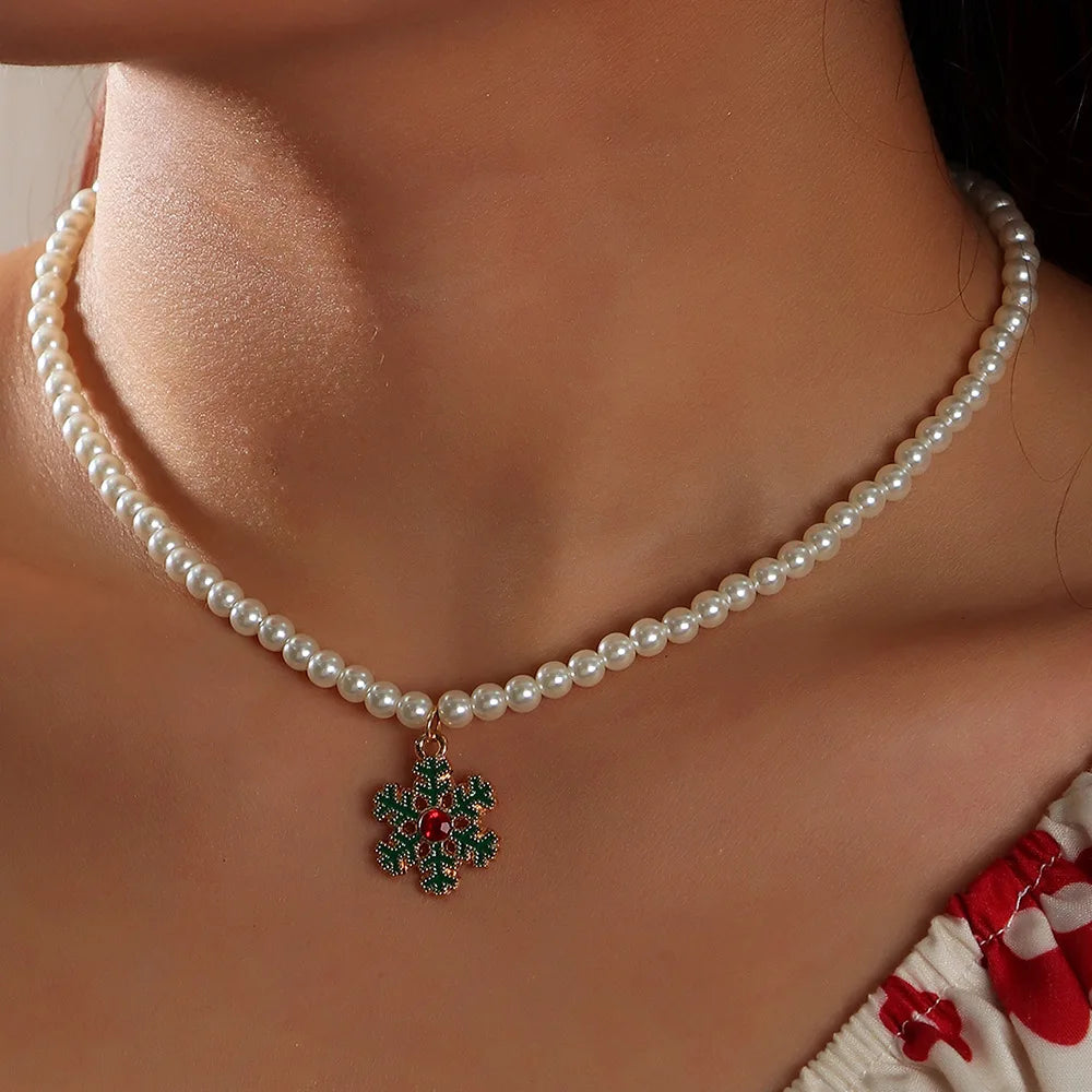 Collier Pendentif Sapin de Noël Clochettes Cristaux - Bijou Femme Fêtes