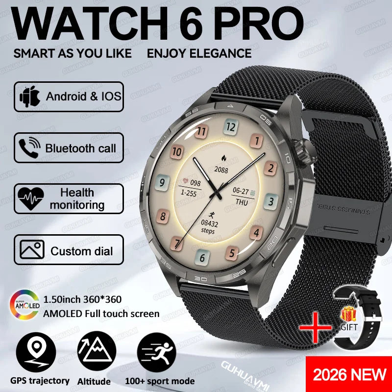Montre Connectée Saphir 2026 GPS Homme Femme - Appels Bluetooth & Assistant Vocal