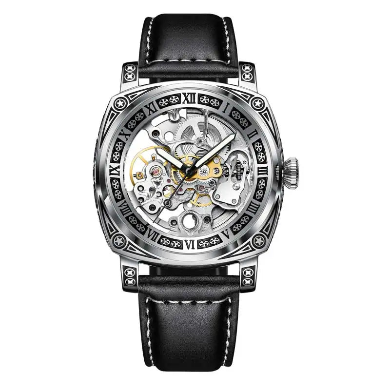 GLENAW - Montre Homme Automatique Top Marque Luxe - Montre De Sculpture Personnelle Homme En Acier Inoxydable
