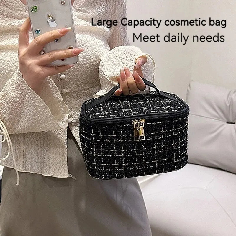 Sac à Main - Trousse Maquillage Grande Capacité Tissée - Vanity Portable Rangement Voyage